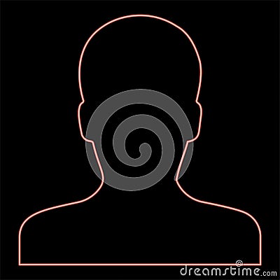 Neon avatar man face silhouette User sign Person profile picture male red color vector illustration image flat style Vector Illustration