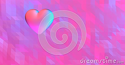 Neon background with glowing ultraviolet heart. For St. Valentines Day event. 3D rendering Stock Photo