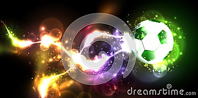 Neon banner football Vector Illustration