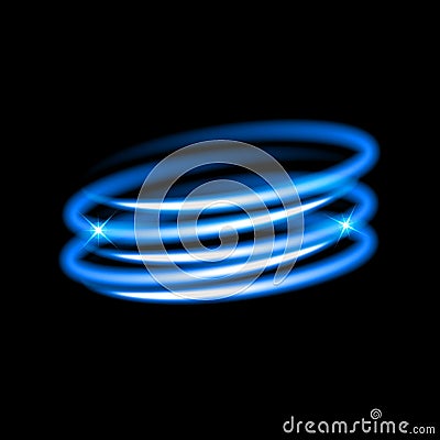 Neon blue circles. Light effect. Vector Illustration