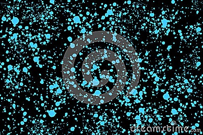 Neon blue paint splashes on black background. Abstract texture for web-design, digital printing or concept design Stock Photo