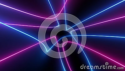 Neon blue pink abstract futuristic galaxy ultraviolet curvy glowing dna neuron lines laser scientific Sci-Fi high resolution Stock Photo