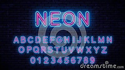 Neon blue - red letters Vector Illustration