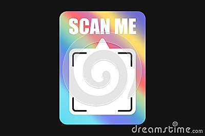 Neon bright vector QR code frame, scan me phone tag template. Qr code mockup Vector Illustration