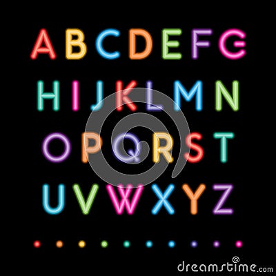 Neon capital alphabets Vector Illustration