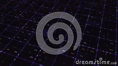 Neon cells and numbers. Animation. Numbers that appear in neon cells with moving strokes. Beautiful neon animation with Stock Photo
