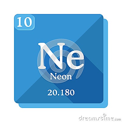 Neon chemical element. Periodic table of the elements. Cartoon Illustration