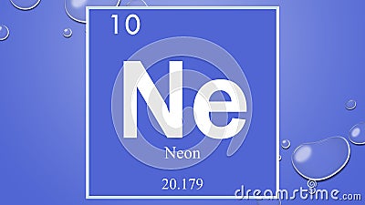 Neon chemical element symbol on blue bubble background Stock Photo