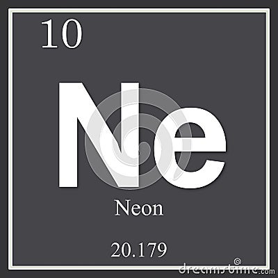 Neon chemical element, dark square symbol Stock Photo