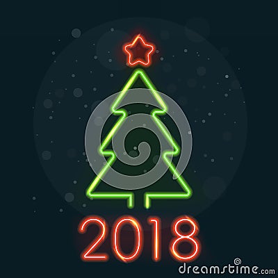 Neon Christmas Tree Vector Illustration