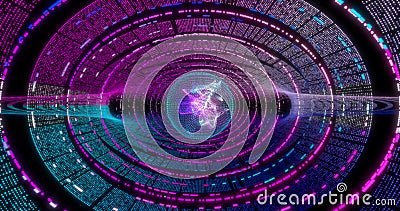 Neon Circle Hintergrund Mit Datentunnel Leuchtstofflampen  Ultraviolettbeleuchtung Animation 4k 3D-Design Für Die Zukunft Virtuell  Stock Footage - Video von analytik, digital: 166387780
