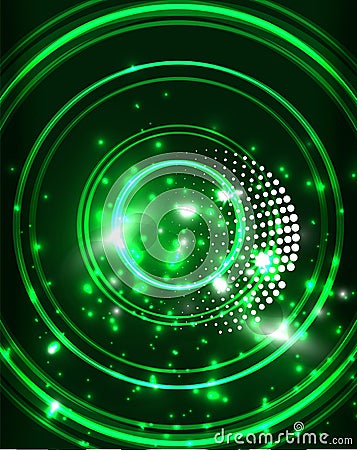 Neon circles abstract background Vector Illustration