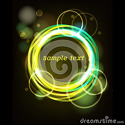 Neon circles yellow and green frame Stock Photo