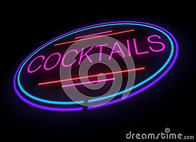 Neon cocktails sign. Stock Photo