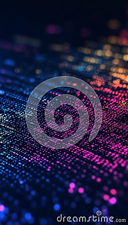 Neon Code Matrix Abstract Technology Background Design with Clean Lines and Geometric Shapes Stock Photo