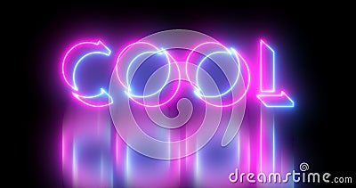 Neon-colored Cold word text illustration with a glowing neon color moving outline. Cartoon Illustration