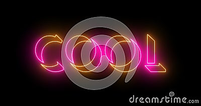 Neon-colored Cold word text illustration with a glowing neon color moving outline. Cartoon Illustration
