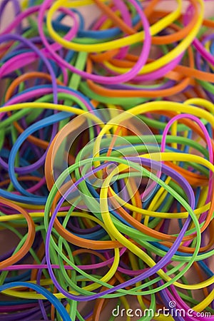 Neon Colored elastic rubber bands Stock Photo