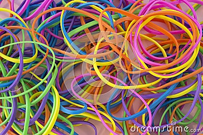 Neon Colored elastic rubber bands Stock Photo