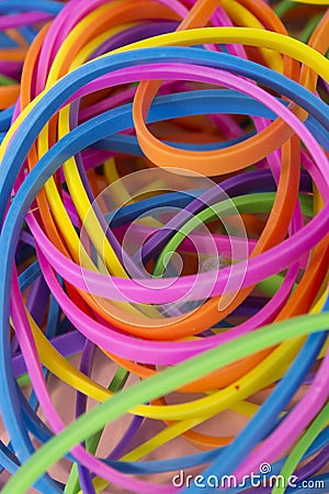 Neon Colored elastic rubber bands Stock Photo