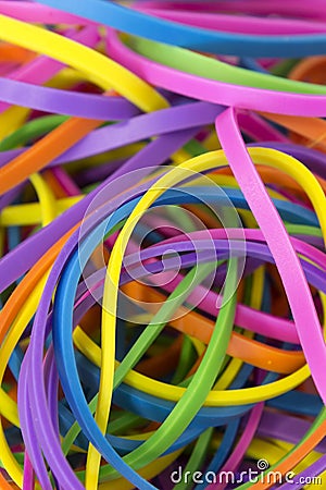 Neon Colored elastic rubber bands Stock Photo