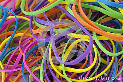 Neon Colored elastic rubber bands Stock Photo