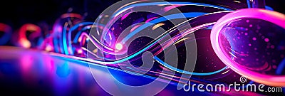 neon-colored lines and circles fusing together, creating a vibrant and futuristic abstract background. Generative AI Stock Photo