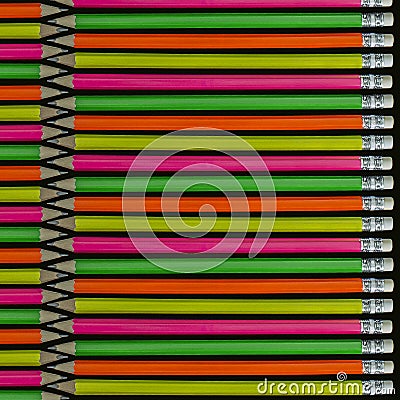 Neon colored pencils Stock Photo