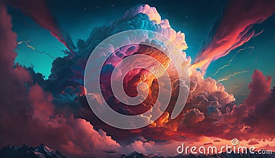 Neon colorful clouds. multicolored clouds.Generative AI Stock Photo