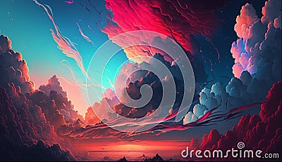 Neon colorful clouds. multicolored clouds.Generative AI Stock Photo