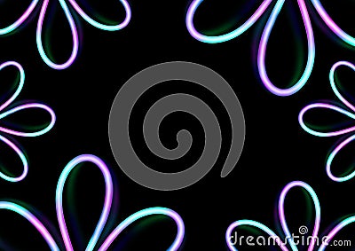 Neon colorful flowers shape. Stock Photo
