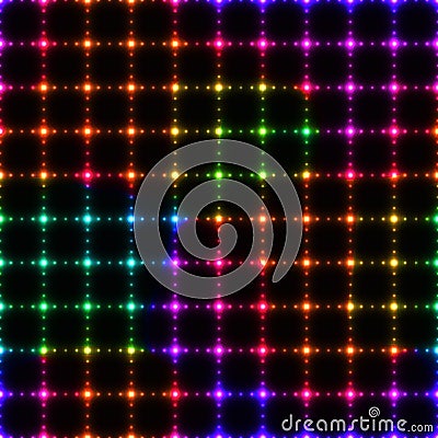 Neon colorful LED wall from dots - seamless background Vector Illustration