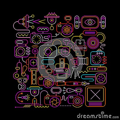 Photo Equipment neon vector illustration Vector Illustration