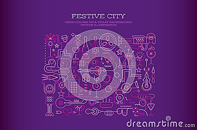 Festive City vector illustration Vector Illustration