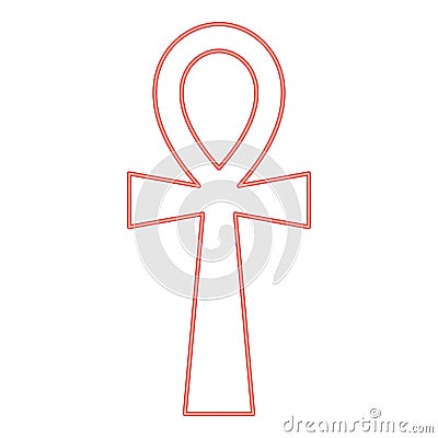 Neon coptic cross ankh red color vector illustration image flat style Vector Illustration