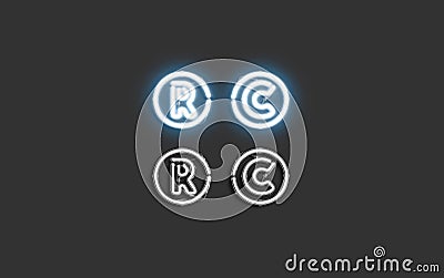 Neon copyright and registrated symbol, creative font mock up Stock Photo