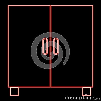 Neon cupboard or cabinet red color vector illustration image flat style Vector Illustration