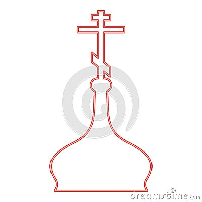 Neon cupola ortodox church red color vector illustration image flat style Vector Illustration