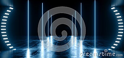 Neon Dark Grunge Concrete Background Asphalt Optical Illusion Fluorescent Blue Vibrant Glowing Empty Space Sci Fi Futuristic Stock Photo