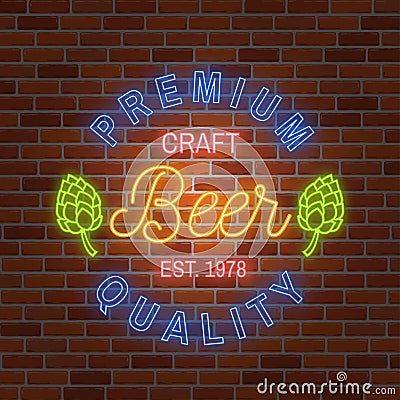 Neon design for bar, pub and restaurant business. Vector Illustration