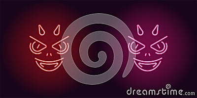 Neon Devil in Red and Pink color Vector Illustration