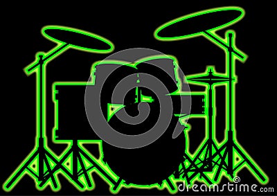 Neon Drum Kit Vector Illustration
