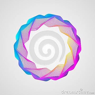 Neon effect. wavy bright gradient frame. Stylized Guilloche Element Stock Photo