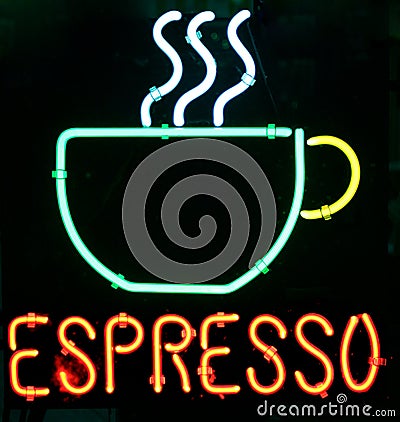 Neon espresso Stock Photo