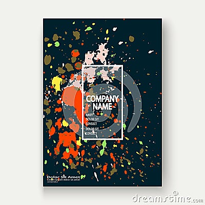 Neon explosion paint splatter artistic cover frame design. Decor Vector Illustration