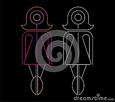 Neon Female Model Vector Illustration