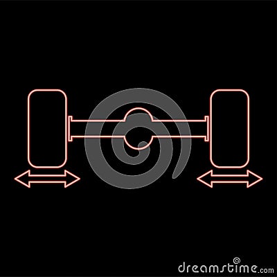 Neon fix car wheels computer wheel balancer icon red color vector illustration image flat style Vector Illustration