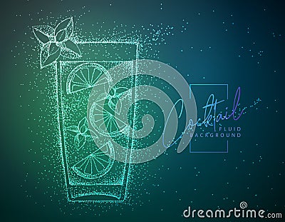 Neon fluid cocktail vector illustration. Fluid background. Moito cocktail Vector Illustration