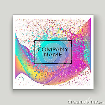 Neon fluid paint splatter artistic template design. Colorful ink explosion texture splash in yellow pink background vector Trendy Vector Illustration