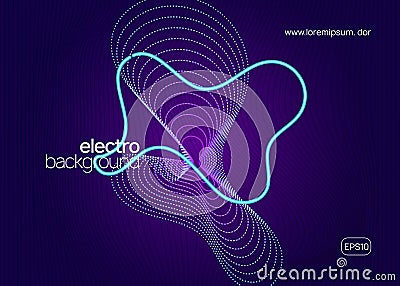 Neon flyer trance event. Techno dj party. Electro dance music. Electronic sound. Club fest poster. Vector Illustration